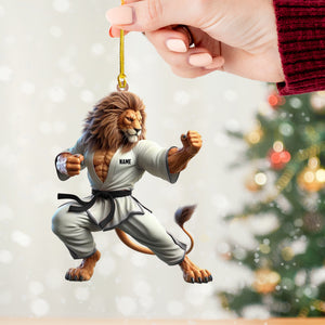 Lion Karate Christmas Ornament, Personalized Ornament