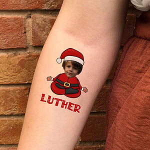 Christmas Santa Costume, Custom Photo And Text Temporary Tattoo, Personalized Tattoo, Fake Tattoo