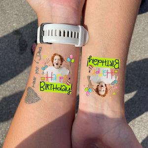 Birthday Gift Box Custom Photo And Text Temporary Tattoo, Personalized Tattoo, Fake Tattoo