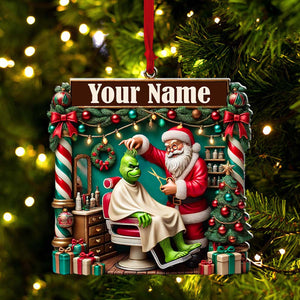 Custom Barber Santa Ornament, Personalized Ornament