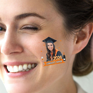 Graduation Tattoo Gift Custom Photo And Text Temporary Tattoo, Personalized Tattoo, Fake Tattoo