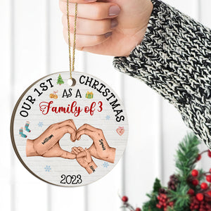 Our 1st Christmas As A Family - Personalized Custom Shaped Wooden Ornament - Gift For Family