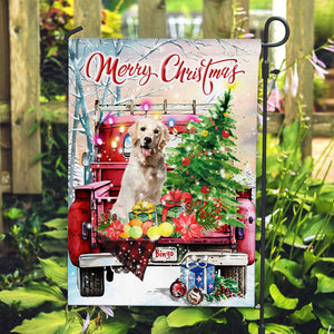 Merry Christmas - Personalized Pet Photo And Name Flag - Christmas Gift, Gift For Pet Lovers