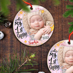 My First Christmas - Personalized Custom Shaped Wooden Ornament - Gift For Baby