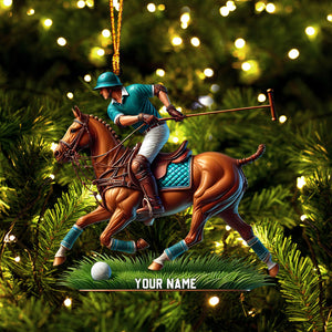 Polo Player Decor Christmas Ornament, Personalized Ornament