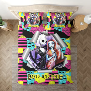 Personalized Bed Set Nightmare Before Christmas For Couple - Custome Name - Personalized Bedding Set