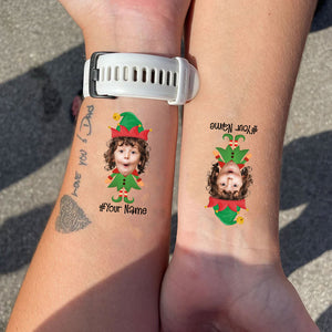 Standing Christmas Kid, Custom Photo And Text Temporary Tattoo, Personalized Tattoo, Fake Tattoo