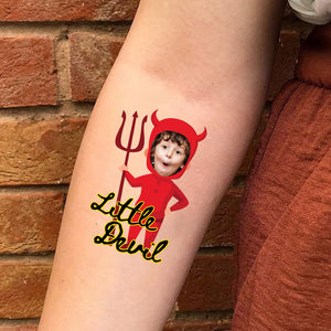 Little Devil, Custom Photo Temporary Tattoo, Personalized Tattoo, Fake Tattoo