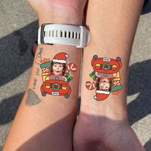 Christmas Car, Custom Photo And Text Temporary Tattoo, Personalized Tattoo, Fake Tattoo