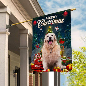 Merry Christmas, Santa Claus US Flag  - Personalized Pet Photo And Name Flag - Gift For Pet Lovers, Christmas Gift