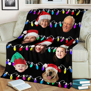 Custom Face Photo, Personalized Fleece Blanket - Gift For Christmas, Family Gift