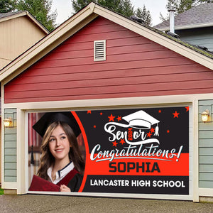 Congrats Class Of 2024 - Personalized Appearance, Your Photo And Texts Single Garage, Garage Door Banner Covers - Banner Decorations