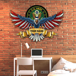 Military Customed Name - Personalized Veteran Metal Wall Art Sign Decor - Gift For Veteran