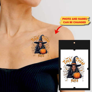 Trick Or Treat, Custom Photo And Text Temporary Tattoo, Personalized Tattoo, Fake Tattoo