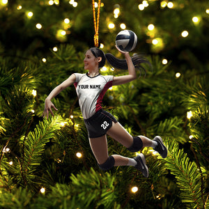 Volleyball Woman Decor Christmas Ornament, Personalized Ornament