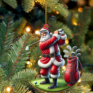 Santa Golf Christmas Ornament, Personalized Ornament