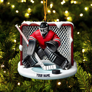 Hockey Goal Keeper Christmas Ornament, Personalized Ornament