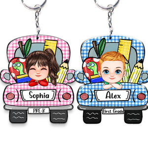 Back To School - Car Color - Custom Appearance, Name and Class - Personalized Acrylic Keychain