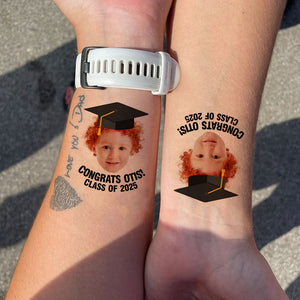 Graduation Tattoo Gift Custom Photo And Text Temporary Tattoo, Personalized Tattoo, Fake Tattoo