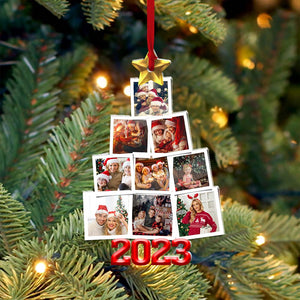 Christmas Tree Photos- Custom 9 Photos, Personalized Acrylic Ornament - Gift For Christmas