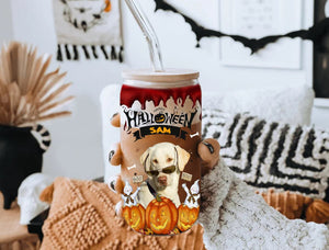 Personalized Halloween Dog Glass Bottle, Frosted Bottle