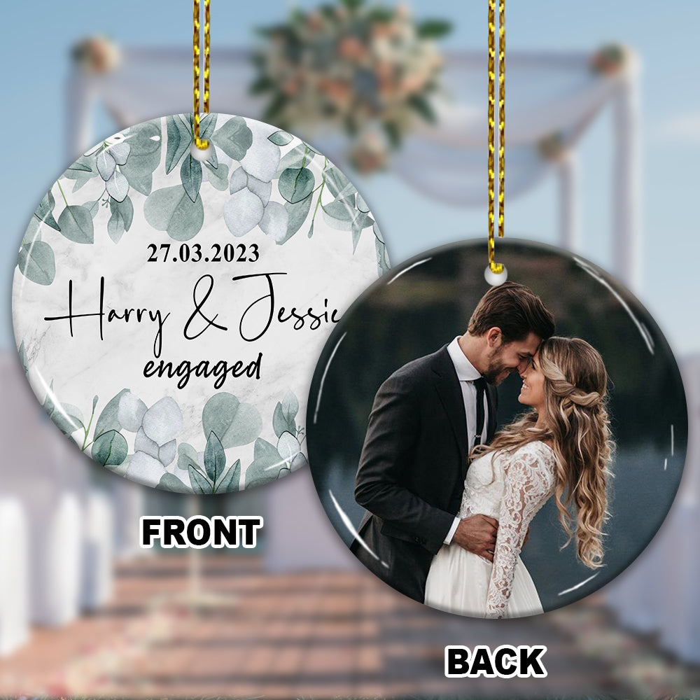 Happy Wedding - Personalized 2 Side Ceramic Ornament - Gift For Couple, Custom Photo Gift For Wedding