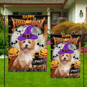 Happy Halloween - Personalized Pet Photo & Name Flag - Gift For Pet Lovers