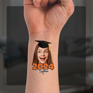 2024 Party, Custom Face Photo And Texts Temporary Tattoo, Personalized Tattoo, Fake Tattoo