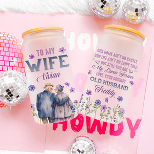 To My Wife My Queen Forever - Custom Name - Personalized Glass Bottle, Frosted Bottle