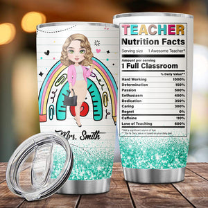 Awesome Doll Teacher - Nutrition Facts Amount Per Serving One Full Classroom , Personalized Tumbler, Gift For Teacher, Back To School