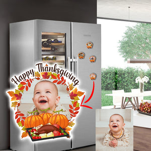 Happy Thanksgiving Custom Photo - Personalized Fridge Magnet - Gift For Family