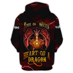 Dragon -  Soul Of A Witch Heart Of A Dragon - Custom Name - Personalized 3D Shirt, Halloween Gift