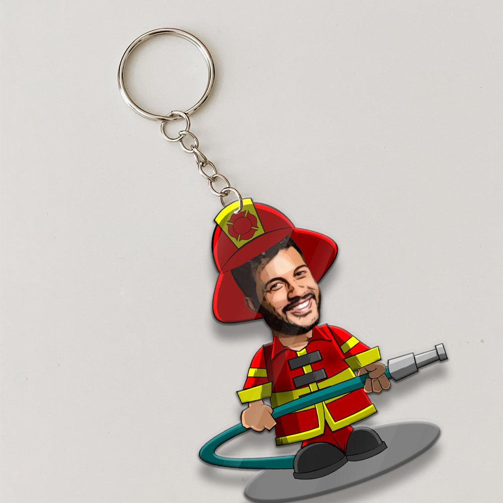Fire Fighter - Custom Photo, Personalized Acrylic Keychain - SmilingGifts