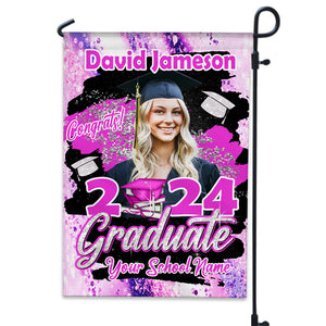 Congrats Graduate 2024 - Custom Photo And Texts Graduation Flag - Graduation Gift