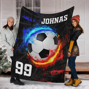 Custom Name And Number, Personalized Fleece Blanket - Gift For Soccer Lover, Family Gift