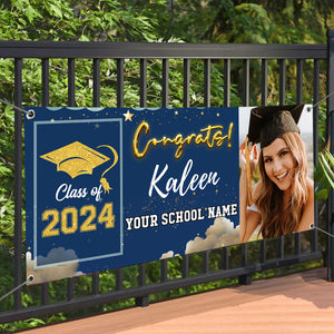 Congrats Class Of 2024- Personalized Photo Graduated Banner -  Decoration Gifts