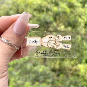 Dad And Kid Punch Hand, Custom Skin Color And Texts - Personalized Acrylic Keychain