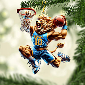 Lion Basketball Christmas Ornament, Personalized Ornament