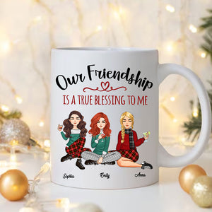 Our Friendship Is A True Blessing To Me - Custom Appearances And Names, Personalized White Mug, Gift For Her