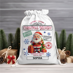 Santa Christmas Delivery Custom Name, Personalized String Bag, Christmas Gift