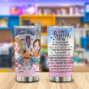 To My Bestie I Love You, Thank You To Standing By My Side, Personalized Camping Besties Tumbler, Gift For Best Friend