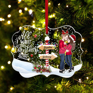 All I Want For Christmas Is You Couple Ornament - Custom Appearance, Personalized Acrylic Ornament - Gift For Christmas, Couple Gift, Family Gift