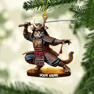 Samurai Cat Christmas Home Decor Christmas Ornament, Personalized Ornament