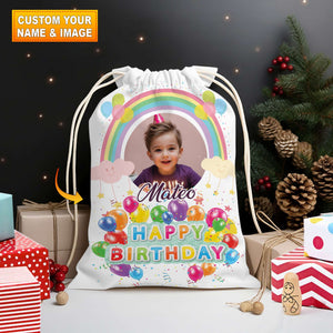 Happy Birthday Balloon Design Bag Personalized Christmas String Bag