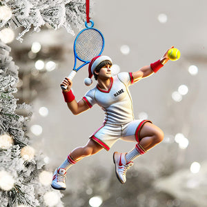 Tennis Player Christmas Ornament, Personalized Ornament