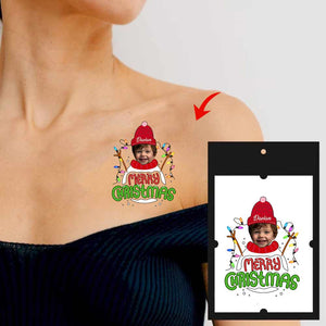 Snowman, Custom Photo And Text Temporary Tattoo, Personalized Tattoo, Fake Tattoo