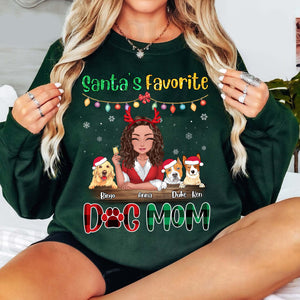 Santa's Favorite Dog Mom - Custom Appearance And Name, Personalized Sweatshirt - Family Gift, Gift For Pet Lover, Xmas Gift