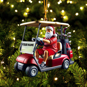 Golf Cart Santa Christmas Ornament, Personalized Ornament