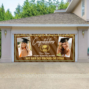 Congratulation Class Of 2024 We Are So Proud Of You - Personalized Photo And Name, Single Garage, Garage Door Banner Covers - Garage Door Banner Decorations