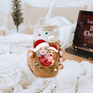 Grandma Carried The Kid, Christmas Decor - Customization Glass Bottle, Frosted Bottle, Gift For Family, Christmas Gift